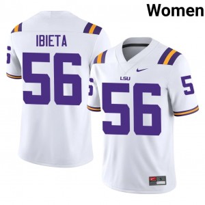LSU Tigers Jake Ibieta #56 White Jersey | Premium Stitched NCAA Football Women Apparel 44269306