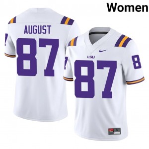 #87 Joey August LSU White Jersey | Authentic Stitched Women Player Football Gear 90414113