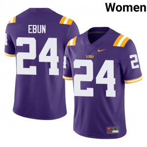 #24 Joseph Ebun LSU Purple Jersey | Authentic Stitch Women Player Football Gear 66274565