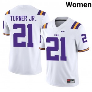 Officially Licensed Michael Turner Jr. #21 LSU White Jersey | Women University Football Stitched Fan Gear 25248915