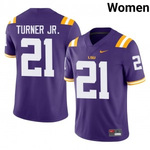 Michael Turner Jr. #21 Geaux Tigers Jersey | Pro-Grade Purple College Football Women Swen 53826045