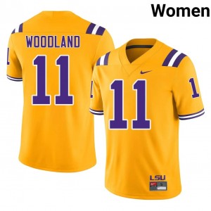Top-Tier PJ Woodland #11 Geaux Tigers Gold Jersey | Women University Football Embroidery Fan Gear 52771464