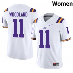 PJ Woodland #11 LSU Tigers Jersey | Gameday White College Football Women Stitched 30571162