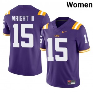 Top-Tier Phillip Wright III #15 Geaux Tigers Purple Jersey | Women University Football Swen Fan Gear 96583679