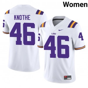 LSU Tigers Seth Knothe #46 White Jersey | Genuine Stitched NCAA Football Women Apparel 34871894