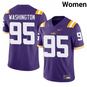 Shone Washington #95 LSU Jersey | Iconic Purple College Football Women Stitch 68723824