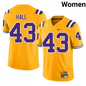#43 Silas Hall LSU Tigers Gold Jersey | Elite Embroidery Women Player Football Gear 76959315