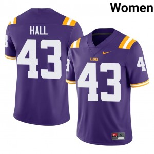 Top-Tier Silas Hall #43 Geaux Tigers Purple Jersey | Women University Football Swen Fan Gear 99871533