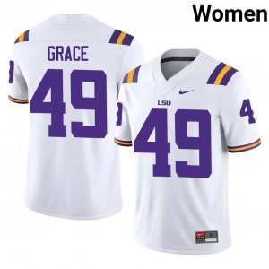 White Theo Grace #49 Geaux Tigers Jersey | Women High School Football Limited Stitched 91460164