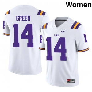 Durable Trey'Dez Green #14 Fighting Tigers White Jersey | Women University Football Stitched Fan Gear 81311525
