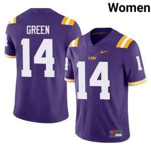 Trey'Dez Green #14 LSU Jersey | Iconic Purple College Football Women Stitch 25593066