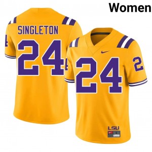 Durable Tylen Singleton #24 Fighting Tigers Gold Jersey | Women University Football Embroidery Fan Gear 30987792