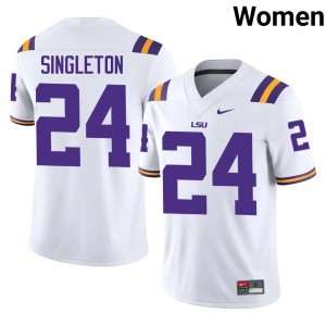 Tylen Singleton #24 LSU Jersey | Iconic White College Football Women Stitched 27037735