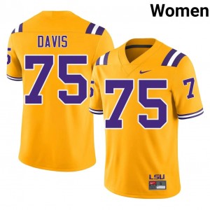 Officially Licensed Weston Davis #75 LSU Gold Jersey | Women University Football Embroidery Fan Gear 28826721