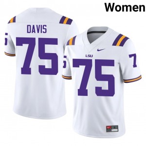 Weston Davis #75 Geaux Tigers Jersey | Pro-Grade White College Football Women Stitched 52161396