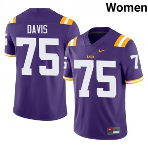 Louisiana State Weston Davis #75 Purple Jersey | Genuine Stitch NCAA Football Women Apparel 32120380