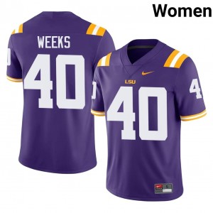 LSU Tigers Whit Weeks #40 Purple Jersey | Premium Swen NCAA Football Women Apparel 13007478