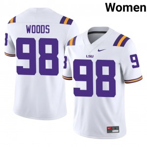 White Achilles Woods #98 LSU Jersey | Women High School Football Licensed Stitched 47243099