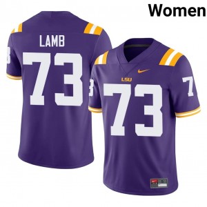 Elite Thread Adrian Lamb #73 LSU Tigers Purple Jersey | Women University Football Stitch Fan Gear 66649494