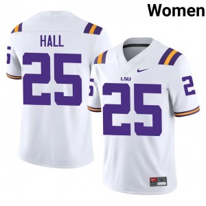 #25 Aiden Hall Geaux Tigers White Jersey | Classic Stitched Women Player Football Gear 73023973
