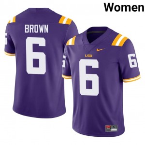 Geaux Tigers Barion Brown #6 Purple Jersey | Essential Swen NCAA Football Women Apparel 15211945