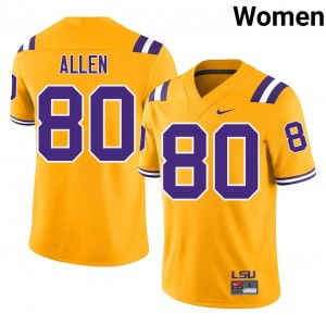 Durable Brayden Allen #80 Fighting Tigers Gold Jersey | Women University Football Embroidery Fan Gear 32684063