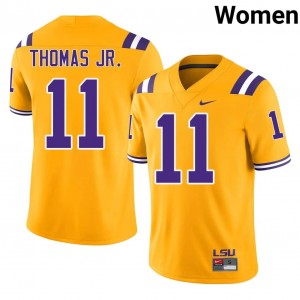 #11 Brian Thomas Jr. LSU Gold Jersey | Authentic Embroidery Women Player Football Gear 31475440