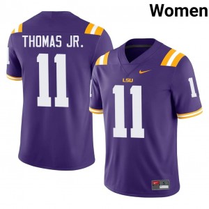 Elite Thread Brian Thomas Jr. #11 Louisiana State Purple Jersey | Women University Football Stitch Fan Gear 85426015
