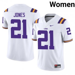 White Cayden Jones #21 LSU Tigers Jersey | Women High School Football Fresh Stitched 57088876