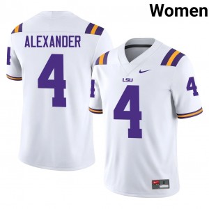Durable Charles Alexander #4 Fighting Tigers White Jersey | Women University Football Stitched Fan Gear 21405881