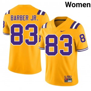 #83 Corey Barber Jr. Geaux Tigers Gold Jersey | Classic Embroidery Women Player Football Gear 97605256