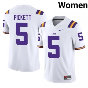 #5 DJ Pickett Fighting Tigers White Jersey | Elite Stitched Women Player Football Gear 55790338
