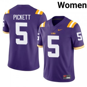 Purple DJ Pickett #5 LSU Jersey | Women High School Football Licensed Stitch 87523094