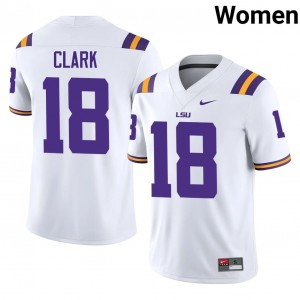 White Damone Clark #18 LSU Tigers Jersey | Women High School Football Fresh Stitched 78983148