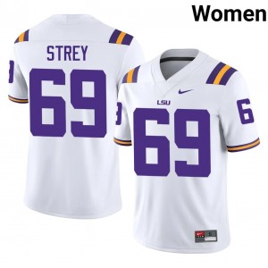 Louisiana State Darrin Strey #69 White Jersey | Genuine Stitched NCAA Football Women Apparel 69520058