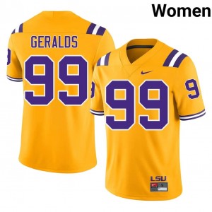 Deuce Geralds #99 Geaux Tigers Jersey | Pro-Grade Gold College Football Women Embroidery 16166007