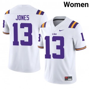 #13 Dilin Jones LSU White Jersey | Authentic Stitched Women Player Football Gear 24545008