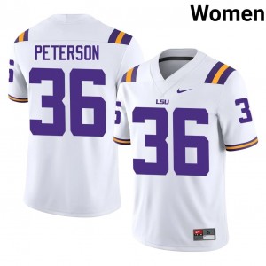 Emari Peterson #36 LSU Jersey | Iconic White College Football Women Stitched 49722133