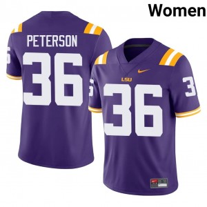 Geaux Tigers Emari Peterson #36 Purple Jersey | Essential Swen NCAA Football Women Apparel 15844119