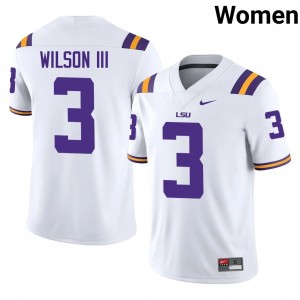 Fighting Tigers Eugene Wilson III #3 White Jersey | Premium Stitched NCAA Football Women Apparel 67521688