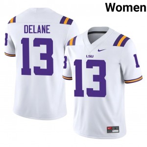 White Faheem Delane #13 Fighting Tigers Jersey | Women High School Football Fresh Stitched 55452313