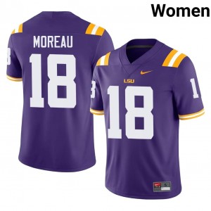 Durable Foster Moreau #18 Fighting Tigers Purple Jersey | Women University Football Swen Fan Gear 95548098
