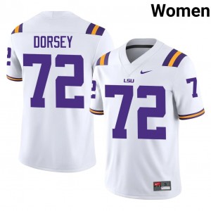 White Glenn Dorsey #72 Louisiana State Jersey | Women High School Football Moisture Wicking Stitched 76943849