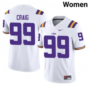 #99 Hayden Craig Geaux Tigers White Jersey | Classic Stitched Women Player Football Gear 28132271