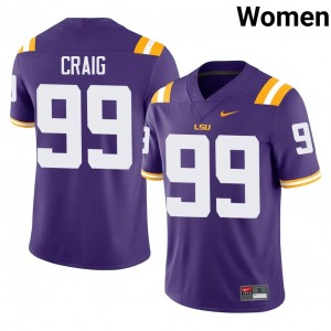 Purple Hayden Craig #99 LSU Tigers Jersey | Women High School Football Moisture Wicking Stitch 18329347