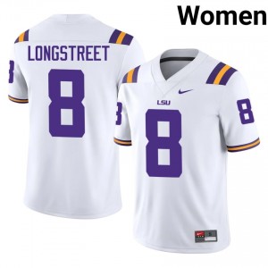 LSU Husan Longstreet #8 White Jersey | Pro Cut Stitched NCAA Football Women Apparel 64668864