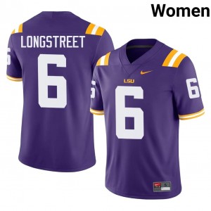 Durable Husan Longstreet #6 LSU Tigers Purple Jersey | Women University Football Swen Fan Gear 11860588