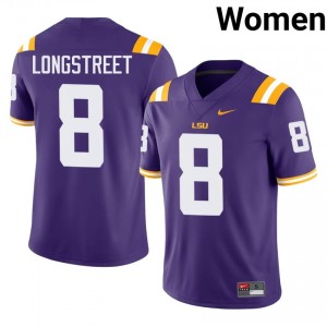 #8 Husan Longstreet Geaux Tigers Purple Jersey | Classic Swen Women Player Football Gear 84025874