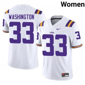 #33 Isaiah Washington Louisiana State White Jersey | Alumni Stitched Women Player Football Gear 78003831