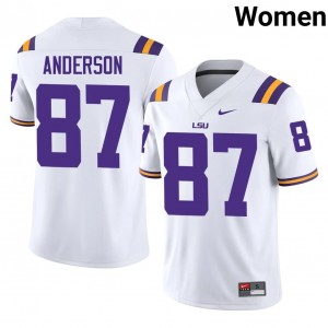 Elite Thread JC Anderson #87 LSU Tigers White Jersey | Women University Football Stitched Fan Gear 70111390